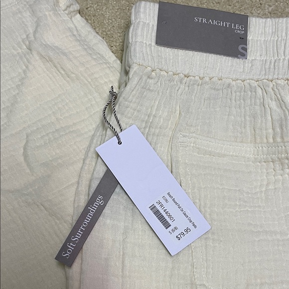 Soft Surroundings Cropped gauze Pants in Cream 6/8 small - Picture 2 of 4